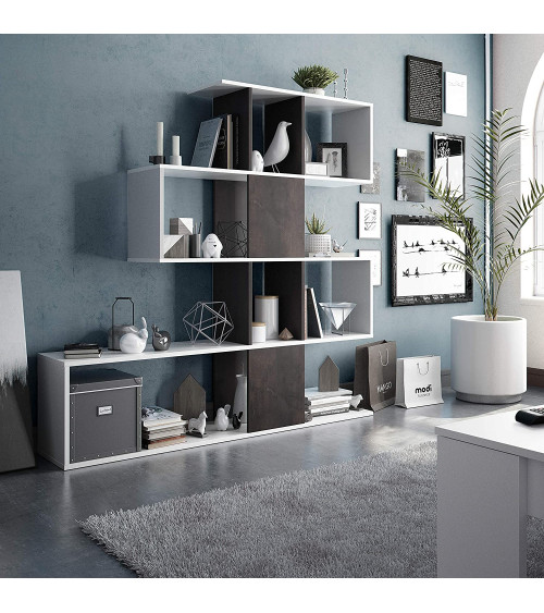 Boekenkast met industrieel effect 145 x 29 x 145 cm wit artik