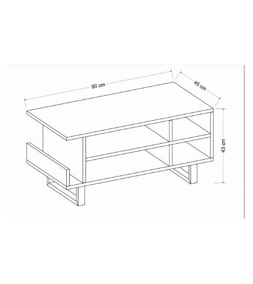 Table basse LENO 90x45x43 cm métal et bois