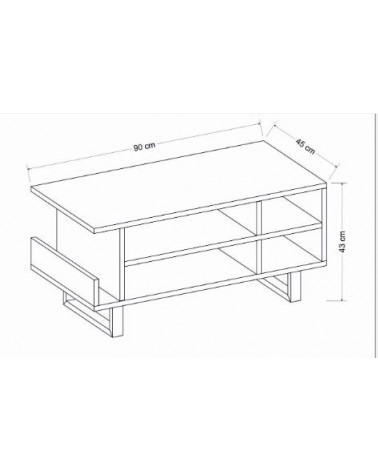 Table basse LENO 90x45x43 cm métal et bois