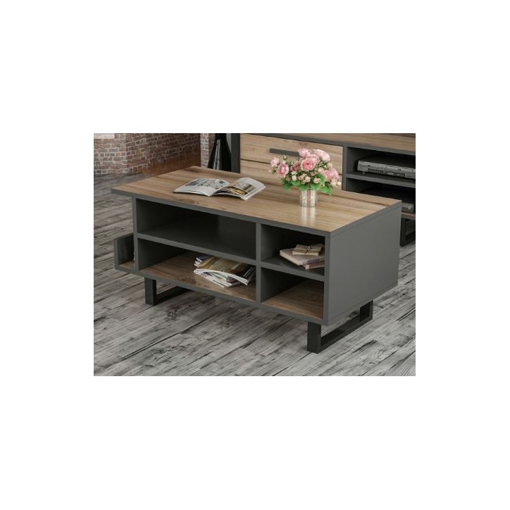 Table basse LENO 90x45x43 cm métal et bois