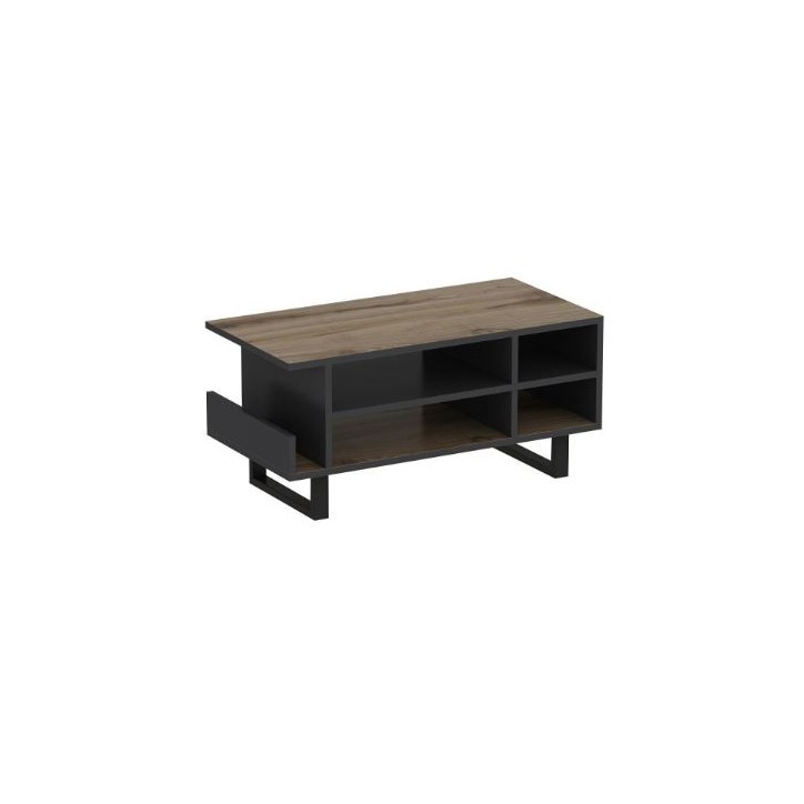 Mesa de centro LENO 90x45x43 cm metal y madera