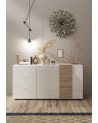 Aparador 2 puertas y 3 cajones VENUS blanco lacado brillante/Kadiz 181 cm