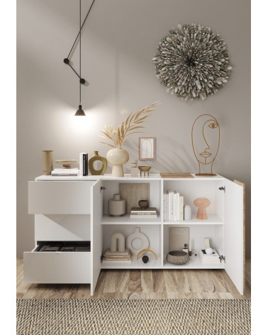 VENUS 2-deurs, 3-lades dressoir in hoogglans wit gelakt/Kadiz, 181 cm