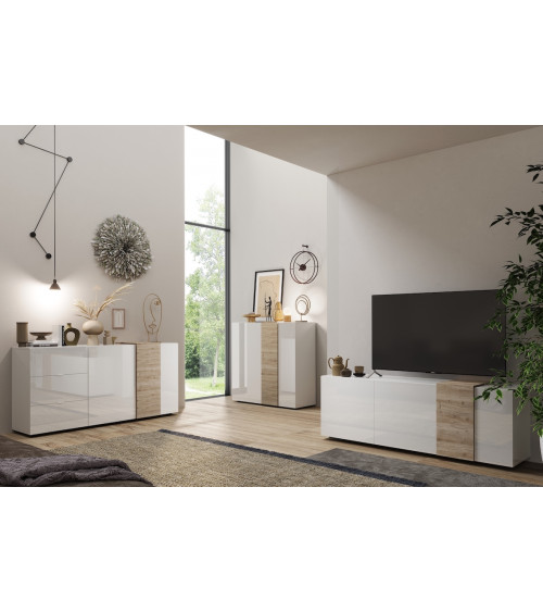 VENUS wit hoogglans gelakt 2-deurs dressoir/Kadiz 121x114x44 cm