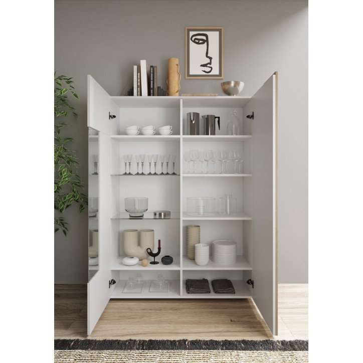 Vitrina 2 puertas VENUS blanco lacado brillante/Kadiz 121x169cm