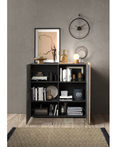 Credenza Armadio VENUS  a 2 ante titanio/mercurio 121x114x44 cm