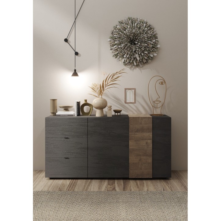 Buffet 2 portes et 3 tiroirs VENUS titan/mercury 181 cm Buffet 2 portes et 3 tiroirs VENUS titan/mercury 181 cm