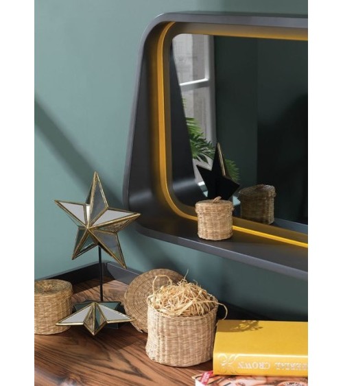 Buffet CURVE 4 portes + miroir 225 cm noyer