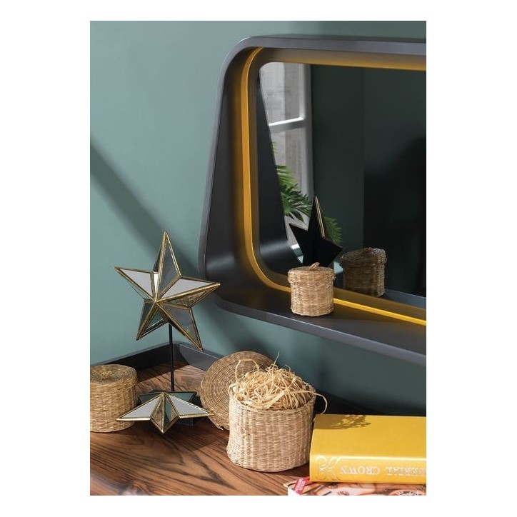 Buffet CURVE 4 portes + miroir 225 cm noyer