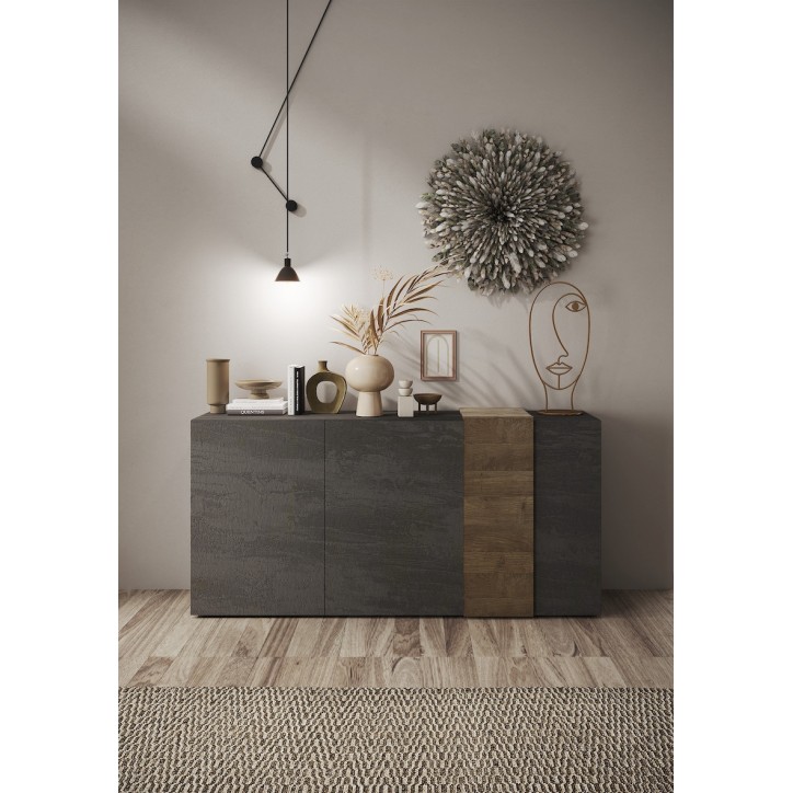Credenza VENUS 3 ante Titanio/Mercurio 181 cm