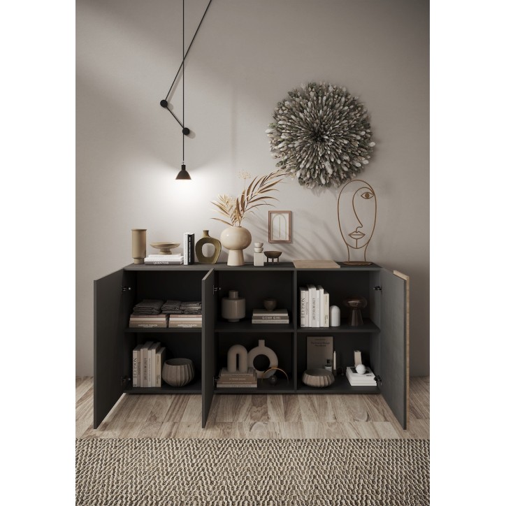Credenza VENUS 3 ante titanio/Cadiz 181 cm