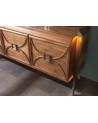 Buffet CURVE 4 portes + miroir 225 cm noyer