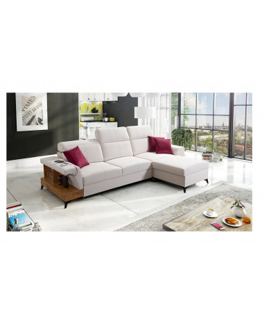 Canapé d'angle convertible BELUTTI 292 x 180 cm blanc