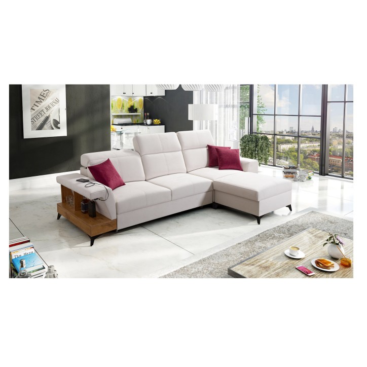 Sofá rinconera convertible BELUTTI 292 x 180 cm blanco