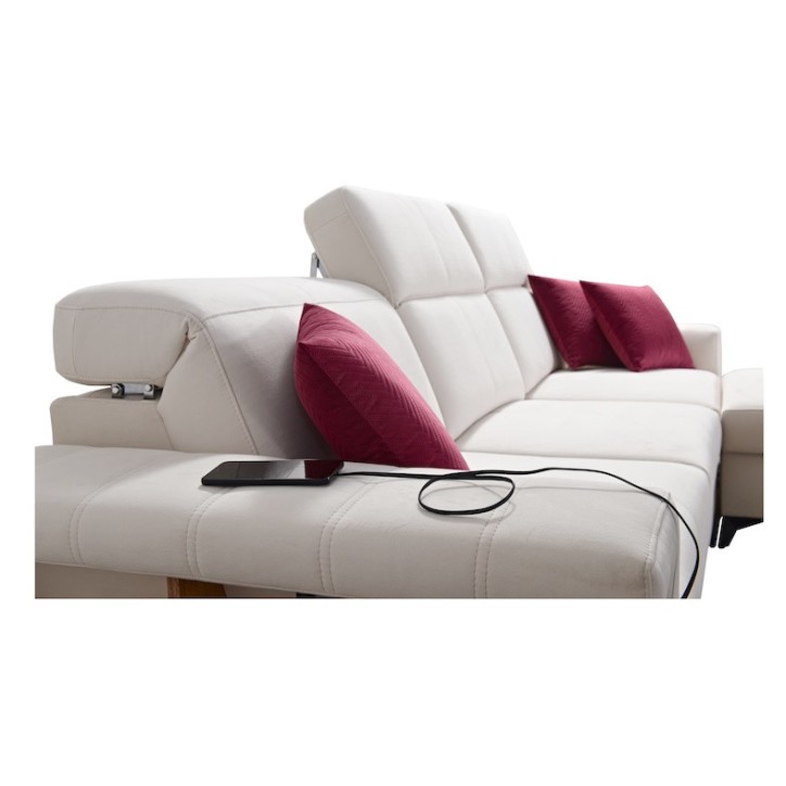 Canapé d'angle convertible BELUTTI 292 x 180 cm blanc