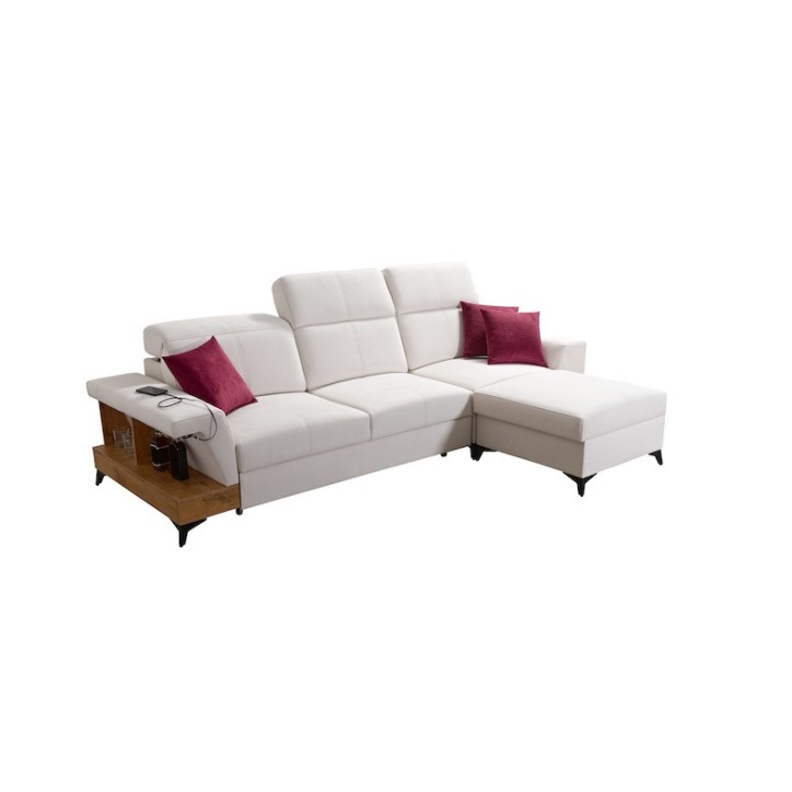 Canapé d'angle convertible BELUTTI 292 x 180 cm blanc