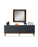Buffet PRATA 4 portes 220 cm noir