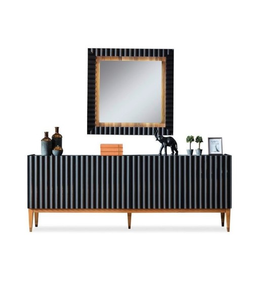 Buffet PRATA 4 portes 220 cm noir
