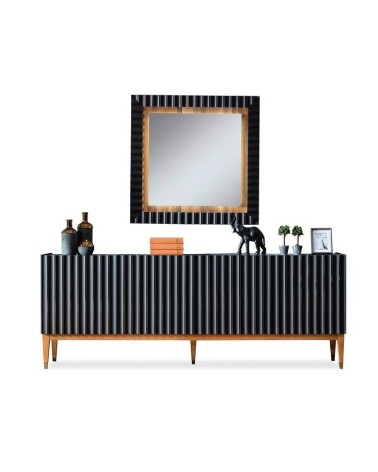 Buffet PRATA 4 portes 220 cm noir