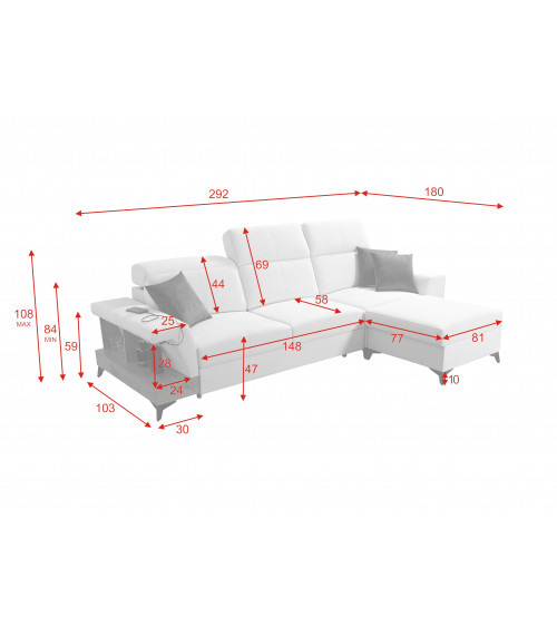 BELUTTI 292 x 180 cm divano letto angolare marrone