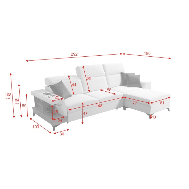 Canapé d'angle convertible BELUTTI 292 x 180 cm marron