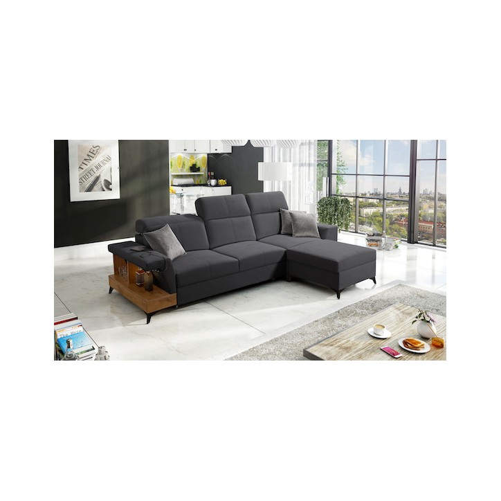 Canapé d'angle convertible BELUTTI 292 x 180 cm gris