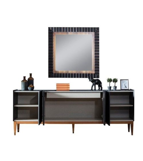 Buffet PRATA 4 portes 220 cm noir