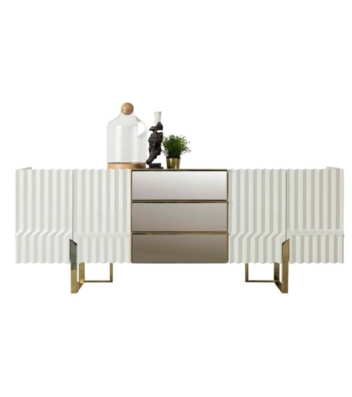 Buffet BEN 4 portes 214 cm blanc