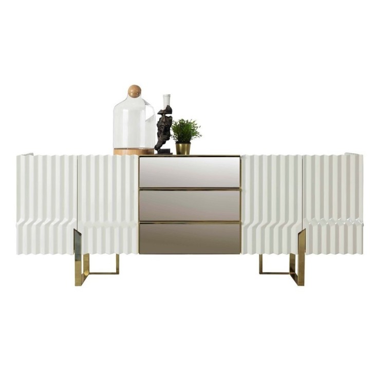 Buffet BEN 4 portes 214 cm blanc
