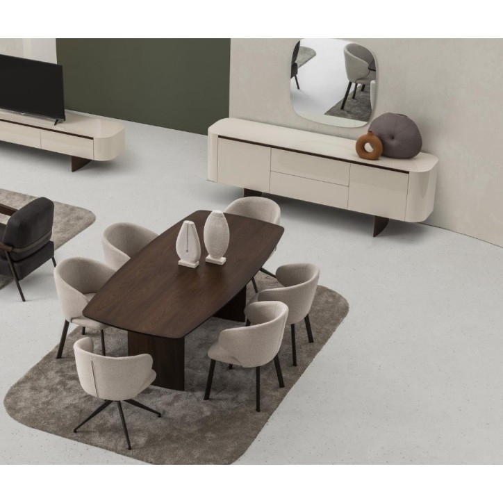 Ensemble salle à manger MATEO chêne et crème