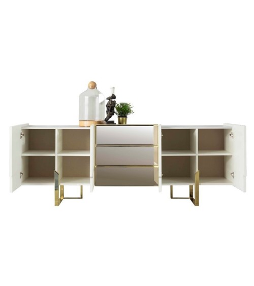 Buffet BEN 4 portes 214 cm blanc