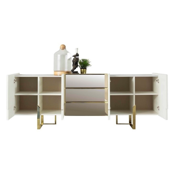 Buffet BEN 4 portes 214 cm blanc