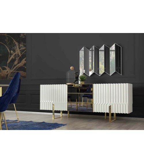 Buffet BEN 4 portes 214 cm blanc