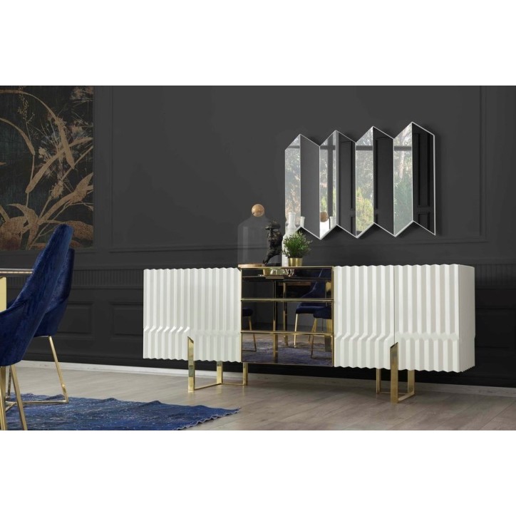 Buffet BEN 4 portes 214 cm blanc