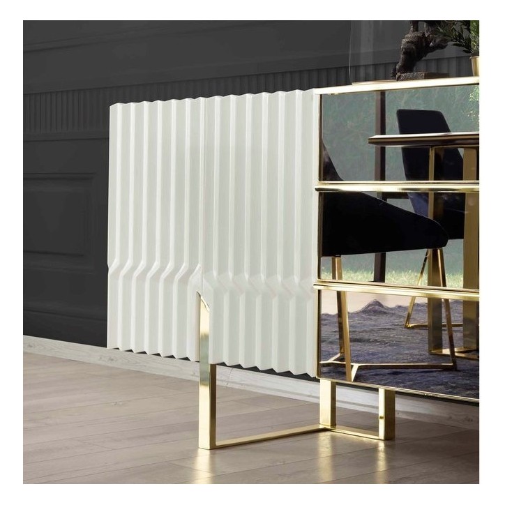 Buffet BEN 4 portes 214 cm blanc