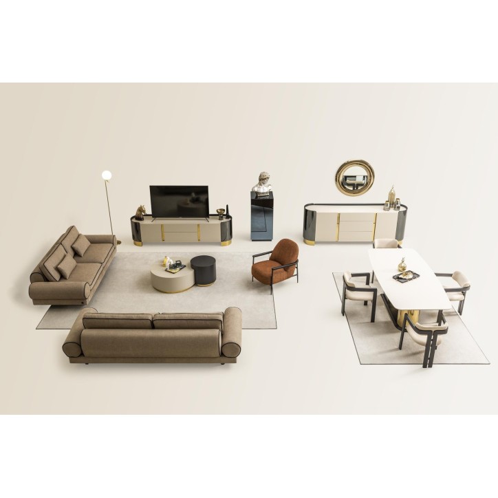 Ensemble salle à manger OCTO beige et doré