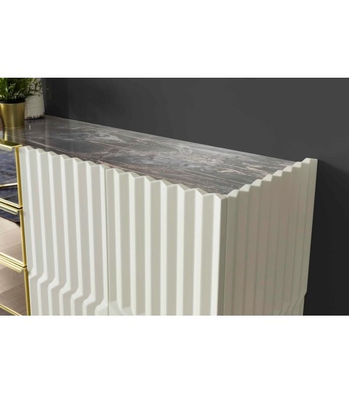 Buffet BEN 4 portes 214 cm blanc