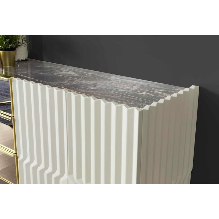 Buffet BEN 4 portes 214 cm blanc