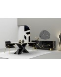 Ensemble salle à manger SIRIUS BLACK noir et doré table 180 cm