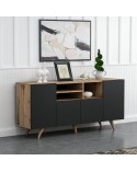 Buffet 4 portes SANSA 160 cm noir