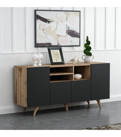 Buffet 4 portes SANSA 160 cm noir