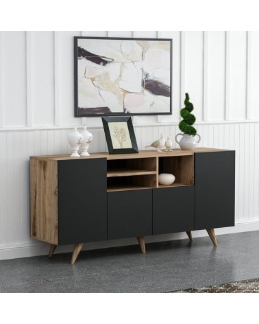 Buffet 4 portes SANSA 160 cm noir