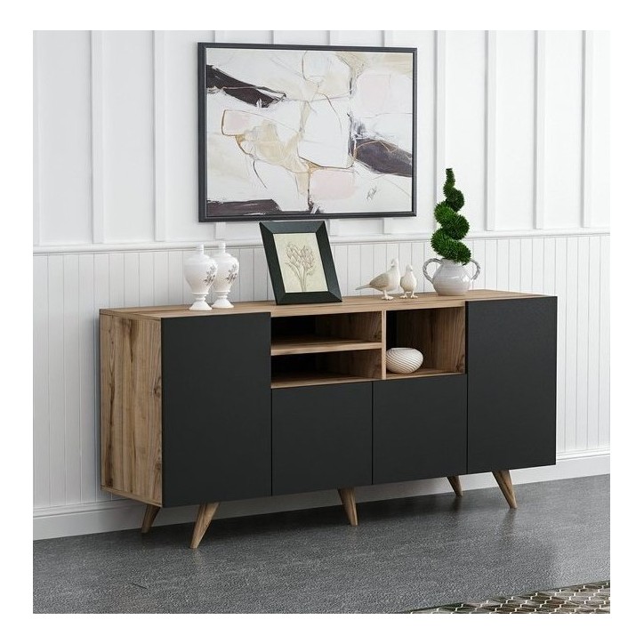 Buffet 4 portes SANSA 160 cm noir