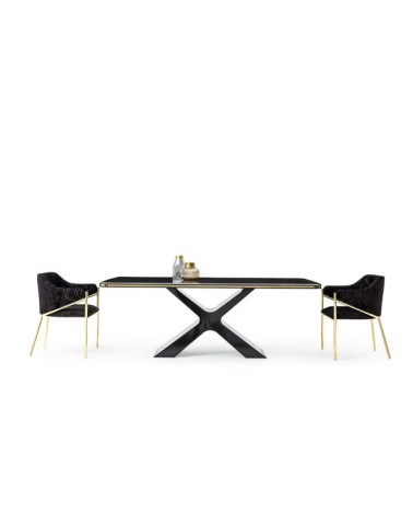 Ensemble salle à manger SIRIUS BLACK noir et doré table 180 cm
