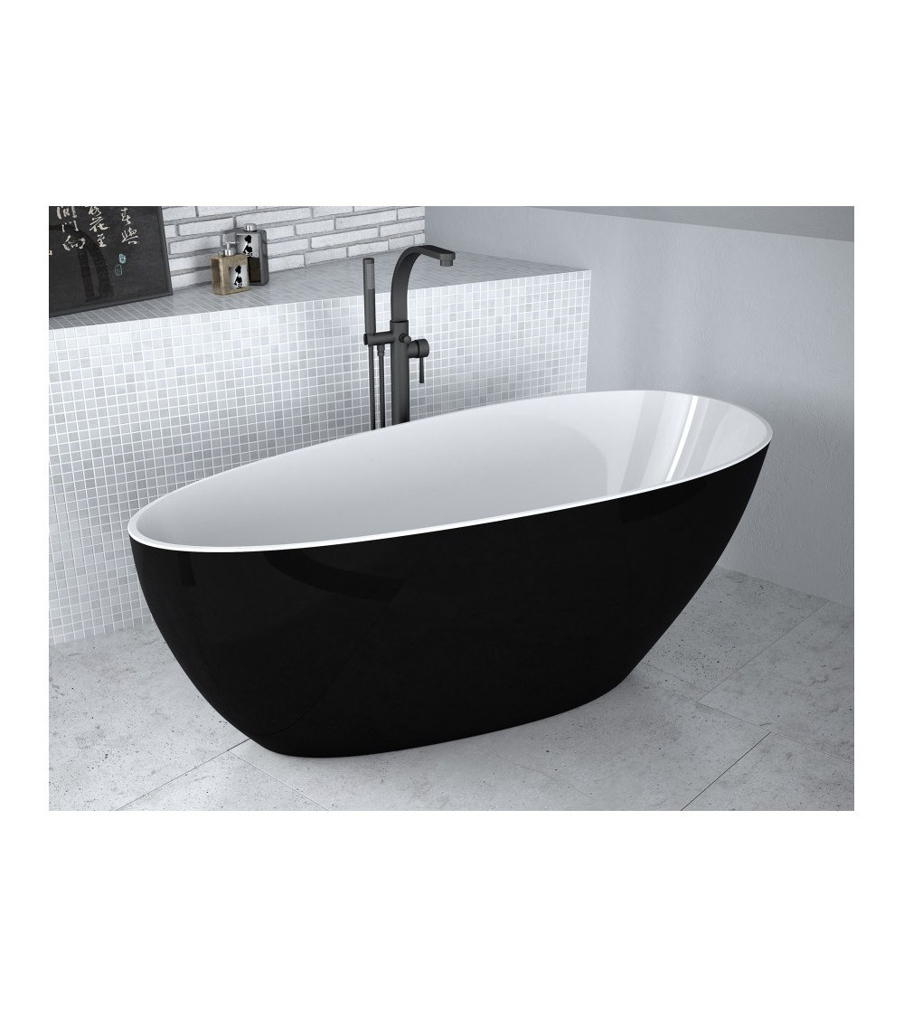 Baignoire îlot GOYA bicolore: noir/blanc 142x62 cm/160x70 cm