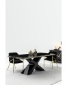 Ensemble salle à manger SIRIUS BLACK noir et doré table 180 cm