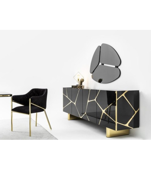 Ensemble salle à manger SIRIUS BLACK noir et doré table 180 cm