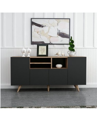 Buffet 4 portes SANSA 160 cm noir