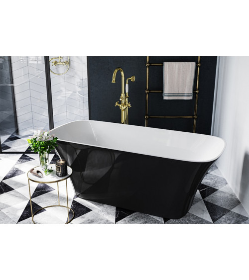 Baignoire îlot ASSOS S-LINE bicolore:noir/blanc 160 x 70 cm