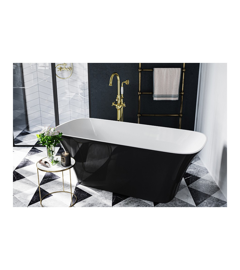Baignoire îlot ASSOS S-LINE bicolore:noir/blanc 160 x 70 cm